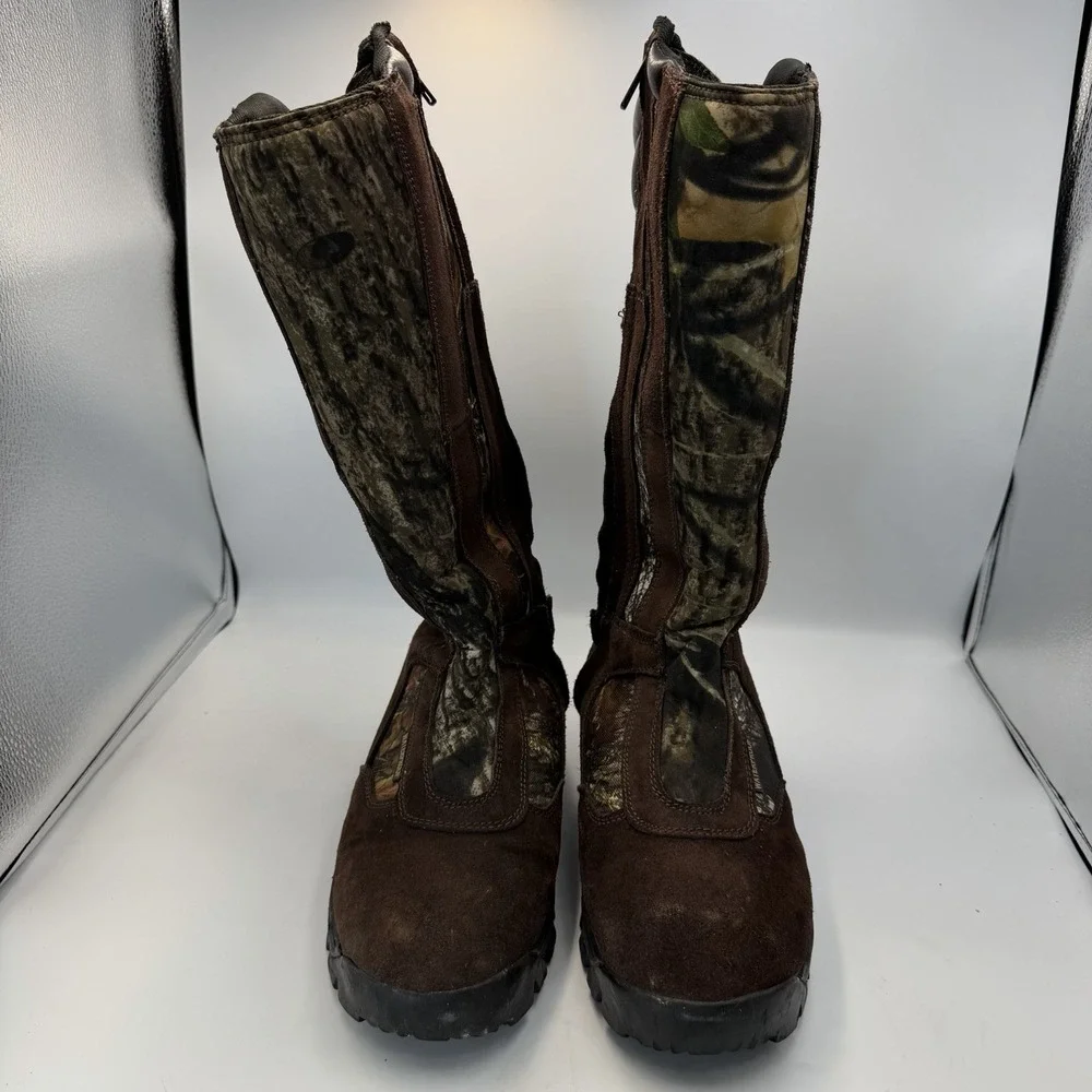 GUIDE GEAR COTTONMOUTH II Waterproof Snake Hunting Mossy Oak Zip Boots Size 8.5